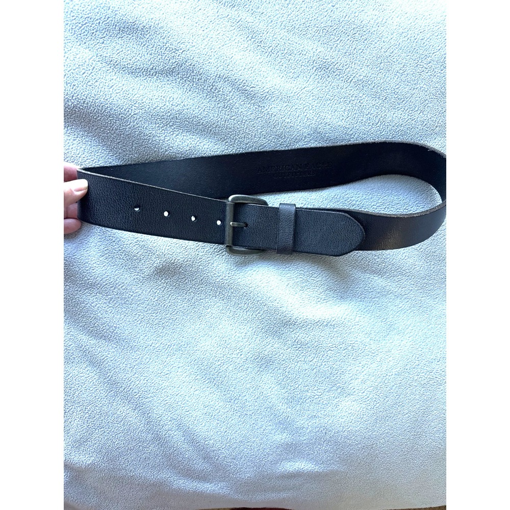 American Eagle Belt Mens XS Leather Gray Black Metal Buckle Classic
